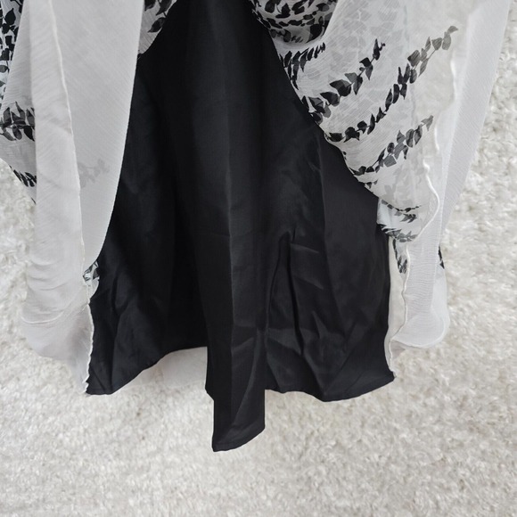 Express Dress Medium Black White Silk Mini Halter Babydoll Y2K Fairy Whimsigoth - Picture 5 of 16